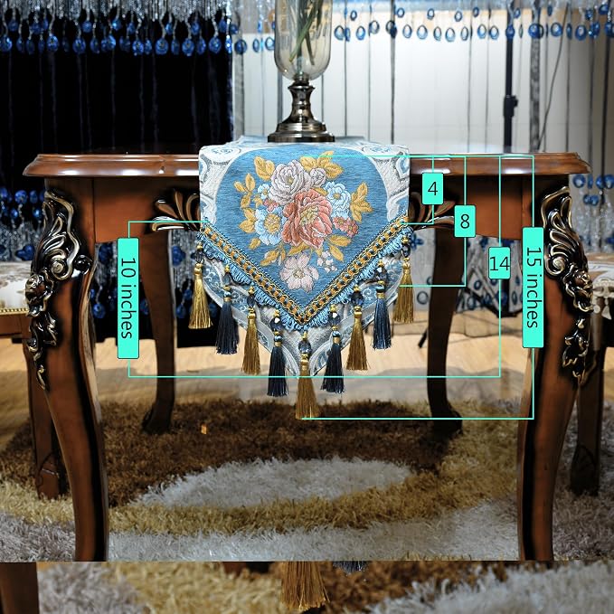 Extra Luxury Velvet Blue Table Runner 120 Inches Long - Image 4