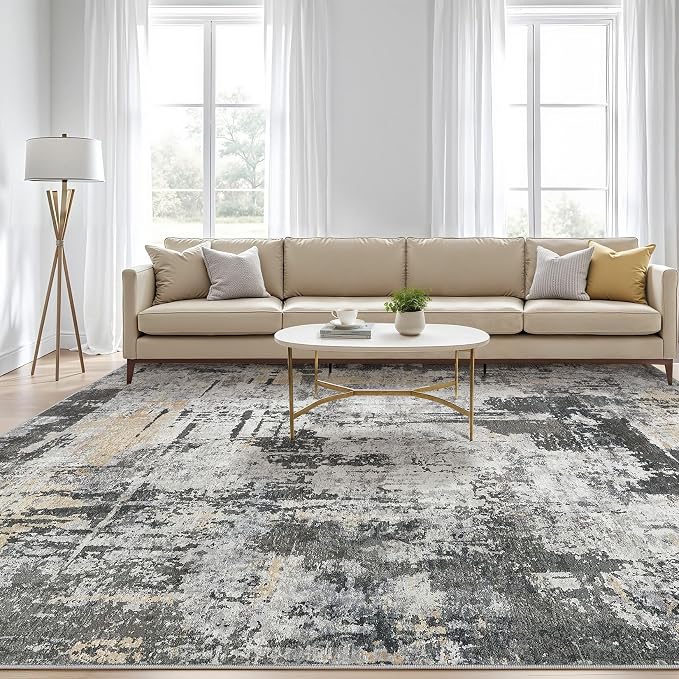10x14 Area Rugs Living Room: Washable Large Abstract Modern Soft Rug Stain - Image 5
