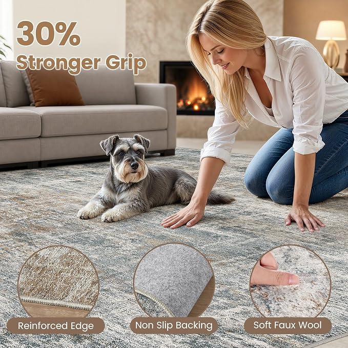 cotiled Washable 9x12 Area Rug for Living Room - Image 3