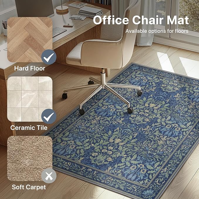 48"x60" Office Chair Mat for Hardwood Tile Floor, Under Desk Carpet Protector - Image 3