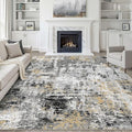 7x9 Area Rug Living Room: Washable Large Abstract Neutral Modern Soft Rug Stain by LOONGRUG