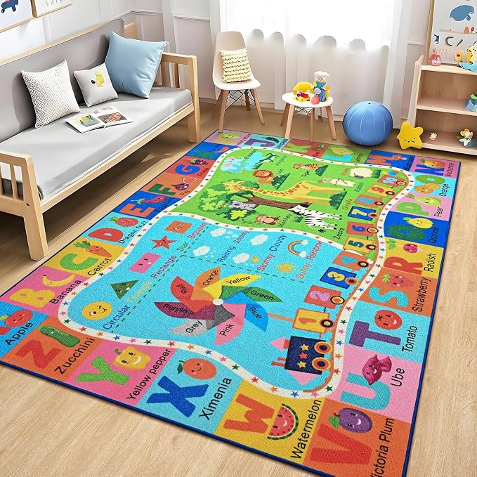 Kids Rug for Playroom, 5x7 ABC Educational Carpet for Classroom, Fun Alphabet by Unknown