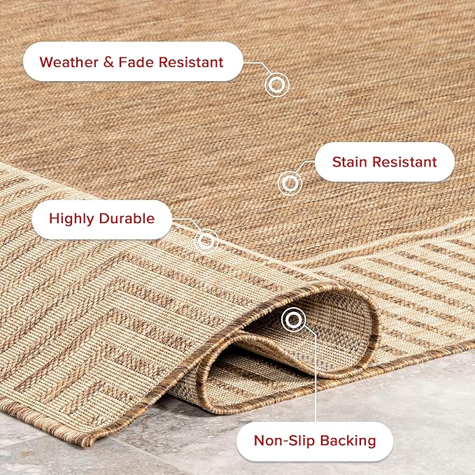 nuLOOM 2x8 Outdoor/Indoor Asha Area Rug, Light Brown, Casual Design - Image 7