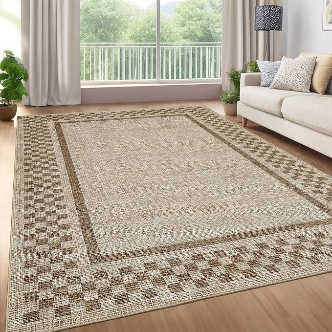 Small Bedroom Area Rug 3x5 Checkered Area Rug - Image 2