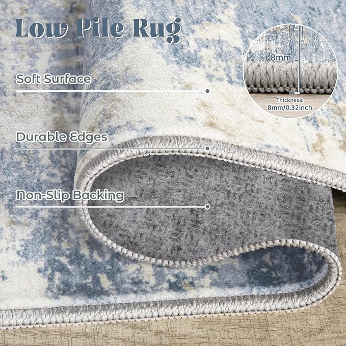 XLUEZ 2x8 Runner Rug for Hallway, Washable Modern Abstract Runner Rugs Neutral - Image 7