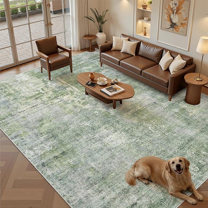 Soalmost Abstract Rug 8x10 Large Living Room Rugs Neutral Modern Washable Area by Soalmost