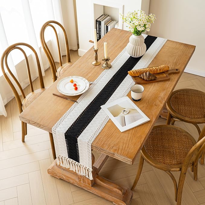 Farmhouse Table Runner for Home Decor 12x72 Black Fall Home Decor | 72Inches - Image 5