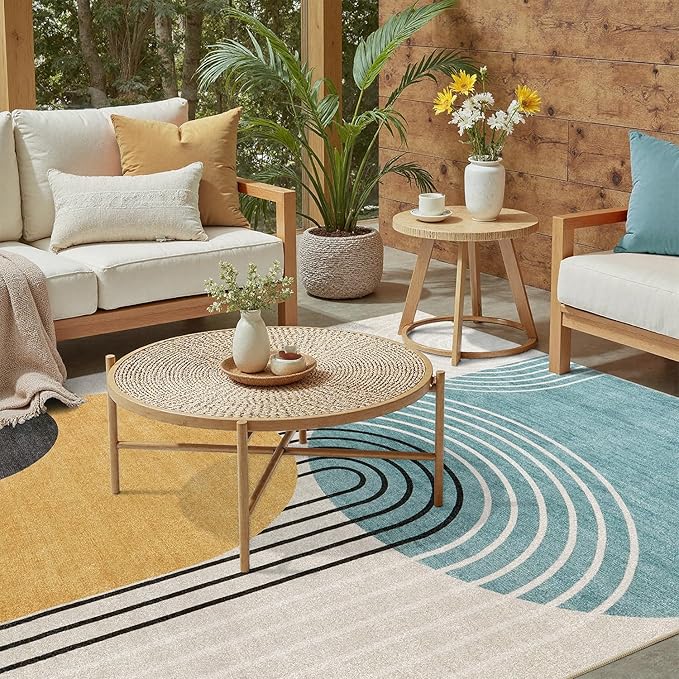 DCX Machine Washable 8x10 Area Rugs, Midcentury Modern Non Slip Stain Resistant - Image 4