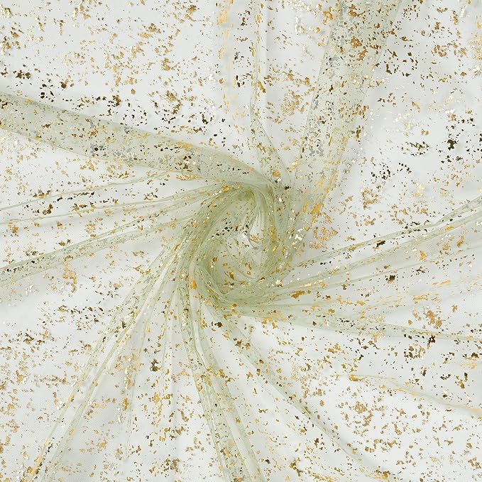 Artoid Mode Sage Green Gold Gauze Table Runner 120 Inch 10FT, Glitter Metallic - Image 5
