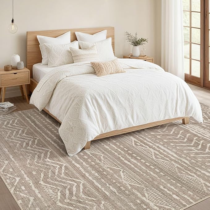 Nakagishi 9x13 Area Rugs Living Room: Washable Boho Large Neutral Soft - Image 5
