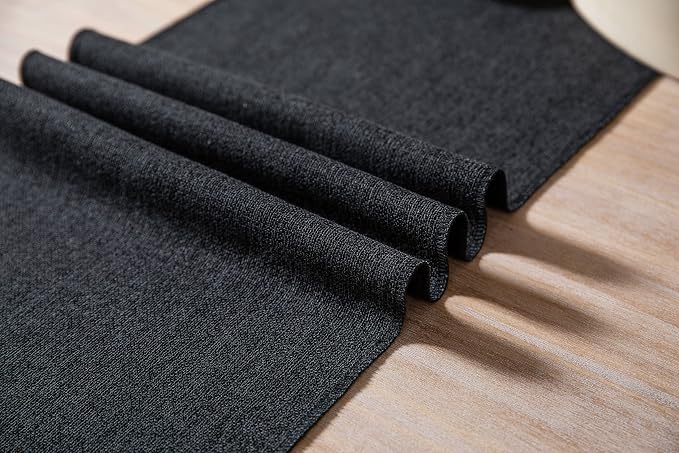 Black Table Runners 60 Inches Long, Burlap Linen Style Rustic Farmhouse Table - Image 5