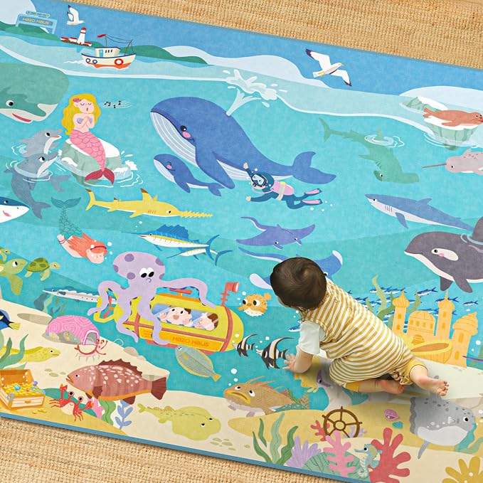 4x6 Ocean Rug for Toddlers Playroom – Sea Life Learning Carpet - Image 7