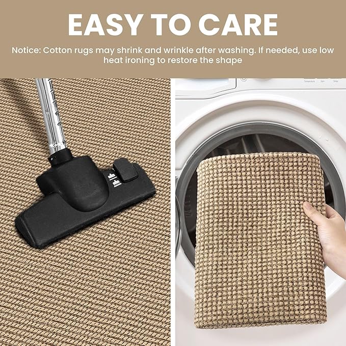 IOHOUZE Washable Area Rug 4x6 Non Slip Rubber Backed Woven Indoor Outdoor Rugs - Image 4