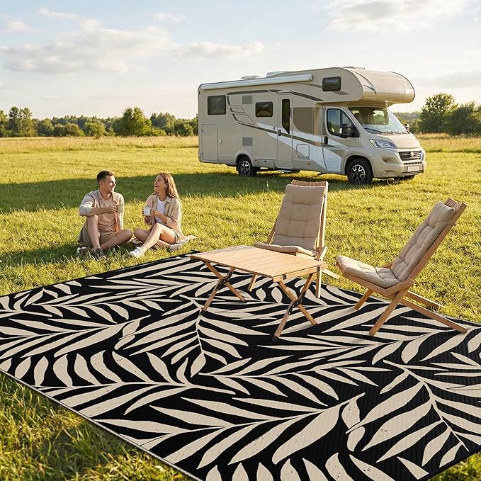 Smiry Outdoor Rug 9x12 ft, Waterproof Reversible Plastic Straw Rugs, Outdoor - Image 2