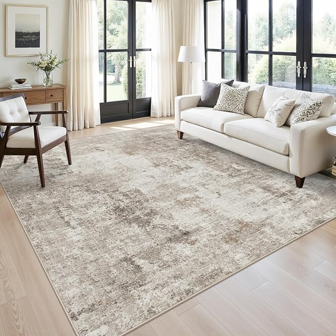 9x9 Square Area Rug Living Room – Washable Non-Slip Indoor Rug by ZHXXUJ