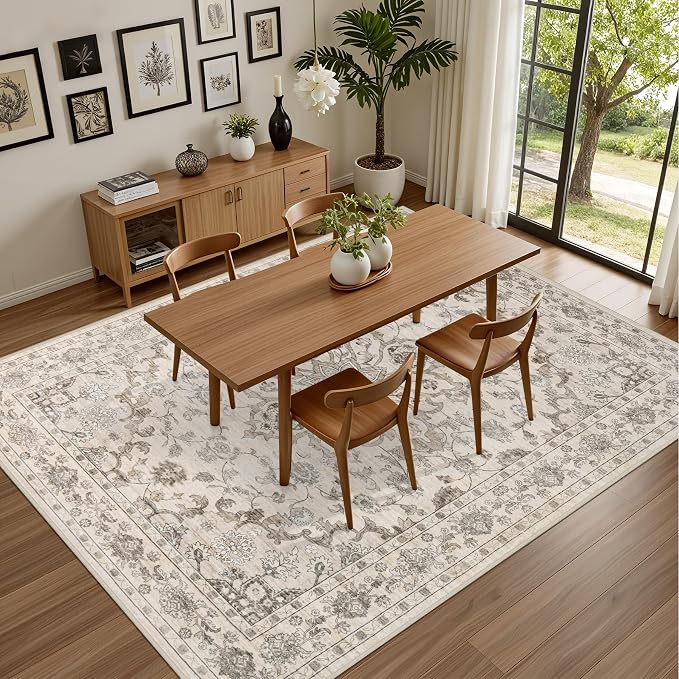 4x6 Area Rugs for Living Room: Washable Rug Soft Vintage Distressed Floral - Image 4