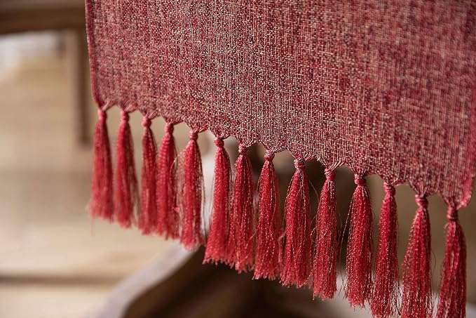 Red Table Runners 90 Inches Long, Burlap Linen Style Rustic Farmhouse Table - Image 6