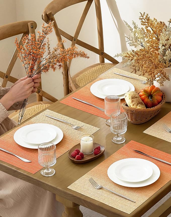 Leetaltree Gradient Burnt Orange Woven Placemats Set of 6 - Image 3