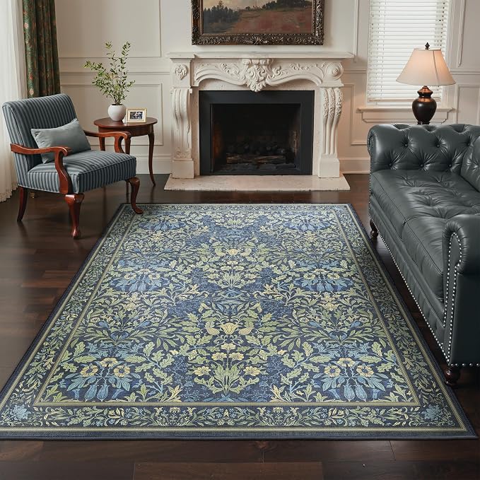 GENIMO 5x7 Washable Area Rug, Non-Slip Vintage Boho Floral Carpet, Soft by GENIMO