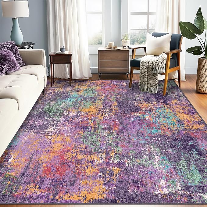 RELEANY Washable Area Rugs 6'x8' Non-Slip Modern Abstract Soft by RELEANY