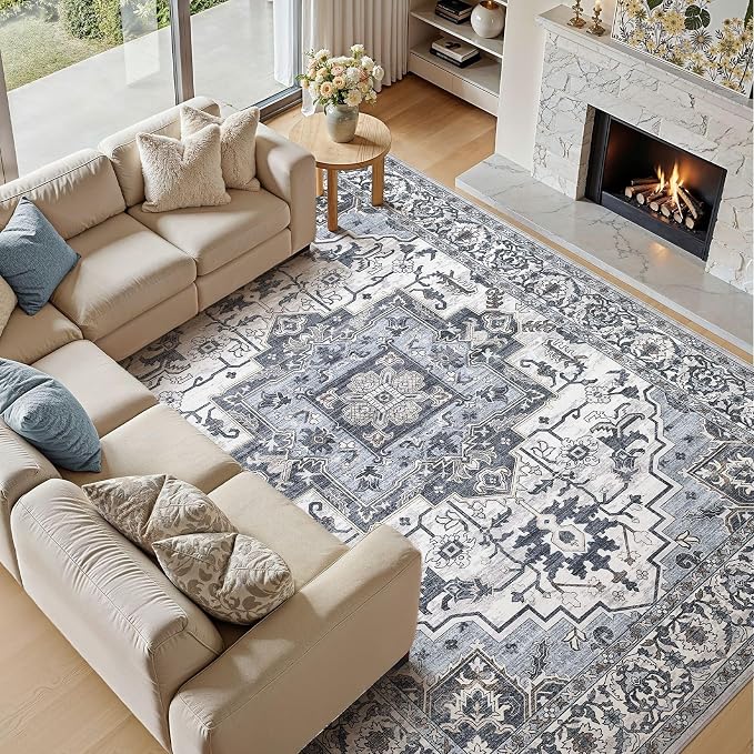 10x14 Area Rugs Living Room: Washable Vintage Rug Large Non-Slip Stain - Image 2