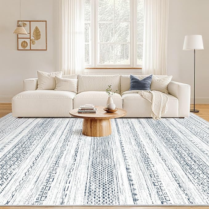 Nakagishi 9x12 Area Rugs Living Room: Washable Boho Large Neutral Soft - Image 2