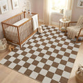 GarveeHome Checkered Terracotta Brown 3x5 Washable Rug Geometric Diamond Dot by GarveeHome