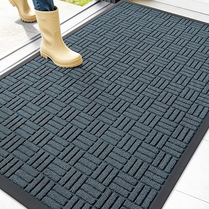 OLANLY Front Door Mat Outside Entrance 47x32, Heavy Duty Sturdy Natural Rubber by OLANLY