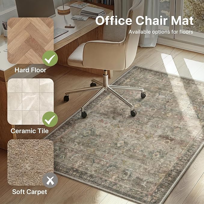 48"x60" Office Chair Mat for Hardwood Tile Floor, Under Desk Carpet Protector - Image 3