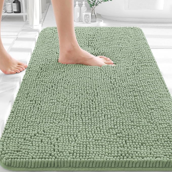 OLANLY Bathroom Rugs 32x20, Extra Soft Absorbent Chenille Bath Rugs, Rubber by OLANLY
