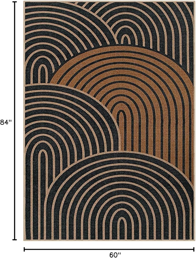 Lahome Enfys Modern Rainbow Easy Jute Carpet, Washable Rugs 5x7 - Image 2