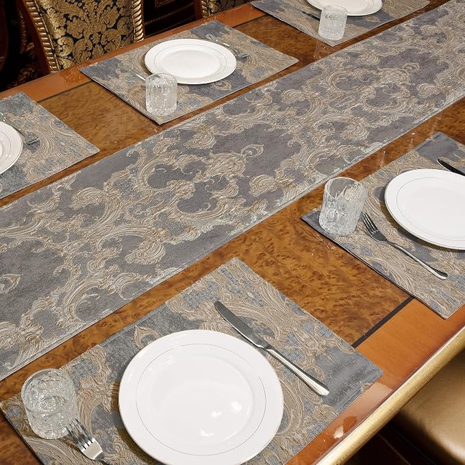 Loom and Mill Luxury Jacquard Damask Table Runner 90 Inches Long, 13x90 inch - Image 4