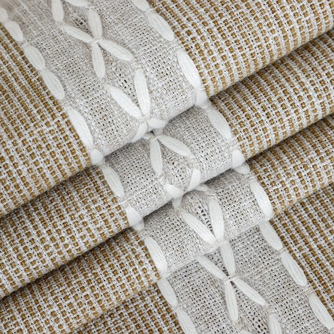 NEWISHER Farmhouse Braided Striped Embroidery Table Runner 90 inches, Rustic - Image 6