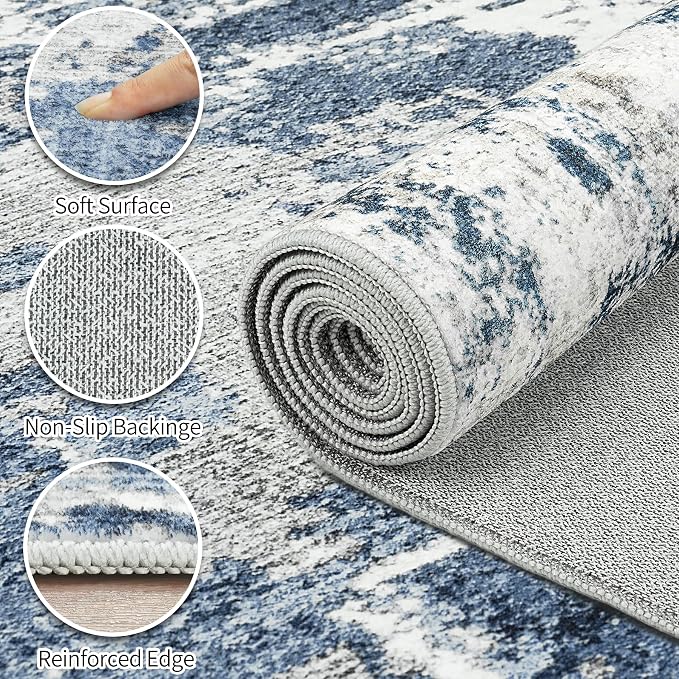 Area Rugs 6x9 Living Room: Large Soft Washable Rug Modern Abstract Anti-Skid - Image 8
