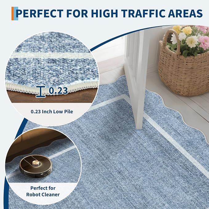 GarveeHome Scalloped Washable Kitchen Runner Rug 2x8, Non Slip Boho Soft - Image 8