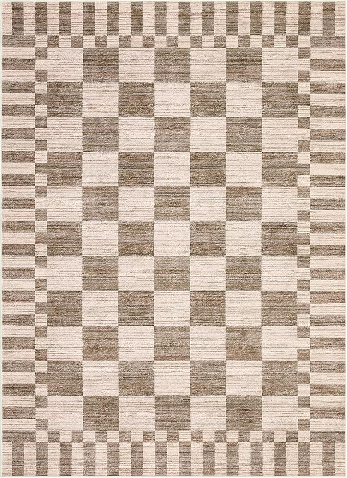GarveeHome Brown Checkered Rug 6×9 Area Rugs - Image 4