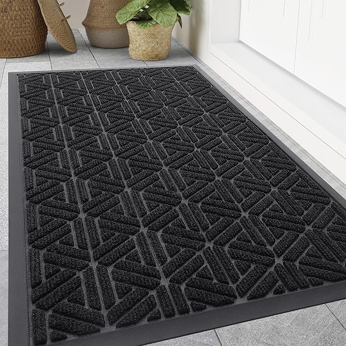 Smiry Front Door Mat Outside Entrance, Heavy Duty Sturdy Natural Rubber Doormat by Smiry