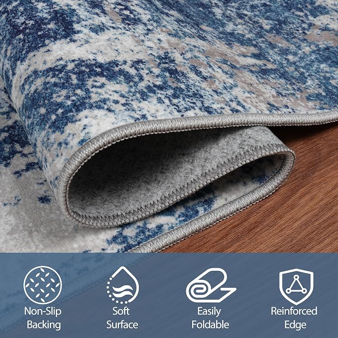 8x10 Area Rugs for Living Room Rug Washable: Abstract Large Rug for Dining Room - Image 3