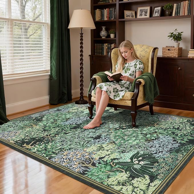 GarveeHome Forest Rugs 5x7, Botanical Low Pile Non Slip Stain Resistance - Image 9