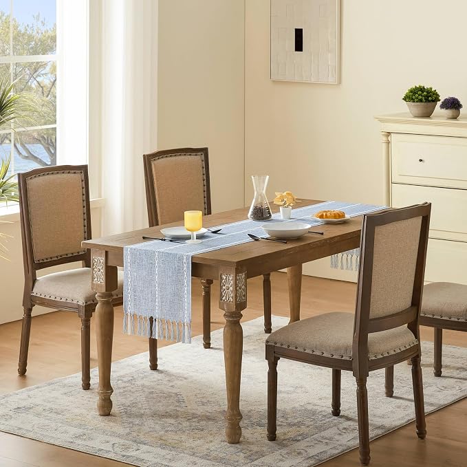 Hemstitched Farmhouse Table Runner, Cotton Linen Table Runners 72 Inches Long - Image 3