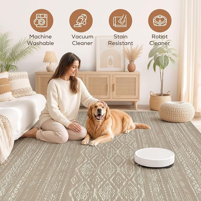 Nakagishi Area Rug Living Room Rugs: 10x14 Large Soft Machine Washable Boho - Image 3
