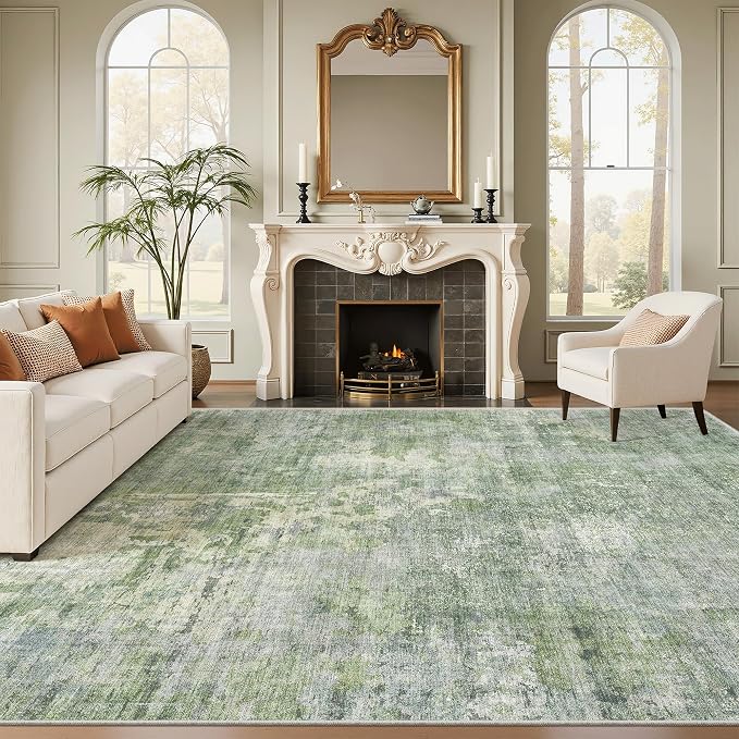 Soalmost Abstract Rug 8x10 Large Living Room Rugs Neutral Modern Washable Area - Image 2
