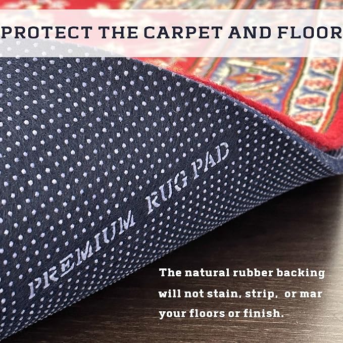 DELLUNA Non-Slip Area Rug Pad 3/8" Thick Double Side Rubber + Felt, Adds - Image 7