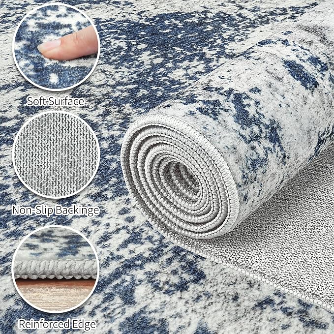 Area Rugs 9x12 Living Room: Large Soft Washable Rug Modern Abstract Anti-Skid - Image 9