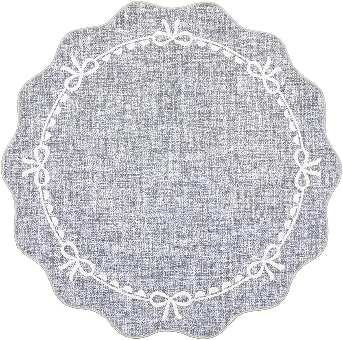 GarveeHome Scalloped Bow Rug for Living Room, 6ft Round Rugs Washable Solid - Image 4