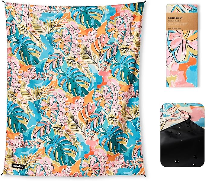 Nomadix Festival Blanket - Perfect for Picnics, Camping, & Lawn Seating - Plush Top & Water Resistant Base - Made with Post Consumer Recycled Materials - Jungle - 60x70