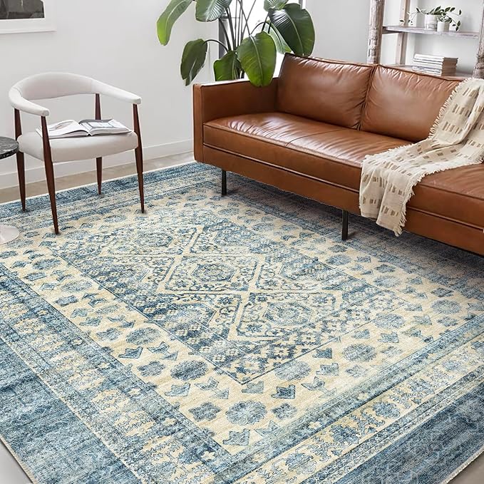 CHAMPLANT Washable Area Rug 10'x14' Boho Design Non-Shedding Easy Care Ideal by CHAMPLANT