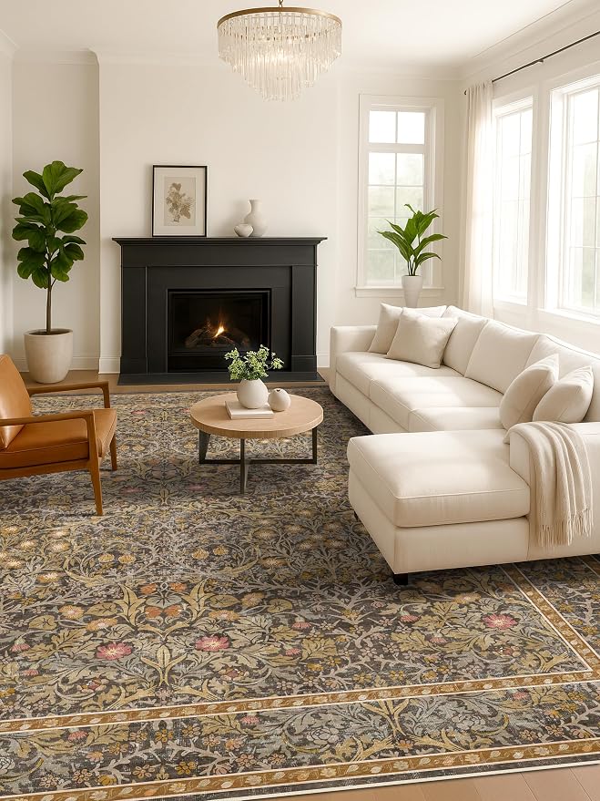 Boho 7x9 Brown Rug for Living Room - Image 3