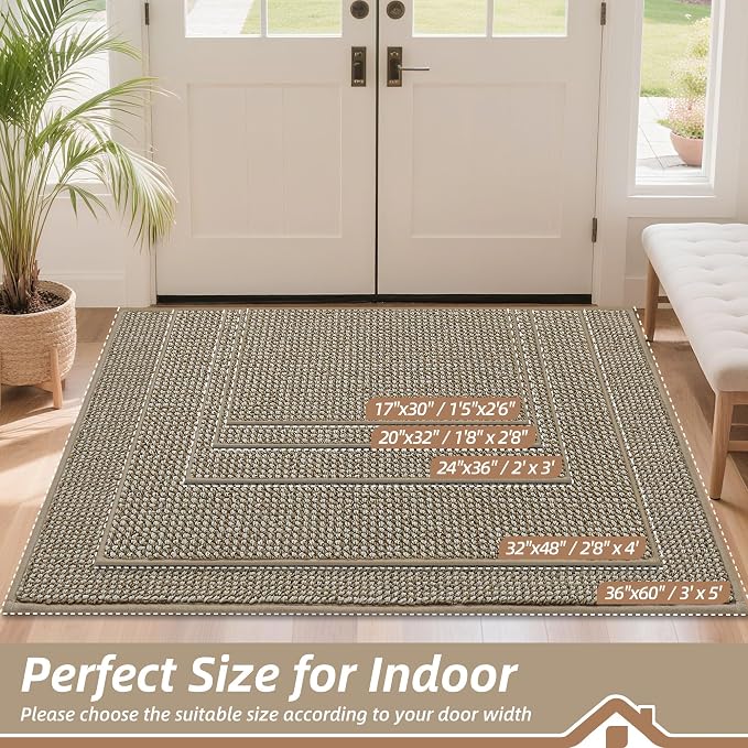 BEQHAUSE Dirt Trapper Door Mat 20" x 32", Non-Slip Washable Doormats Entrance - Image 2