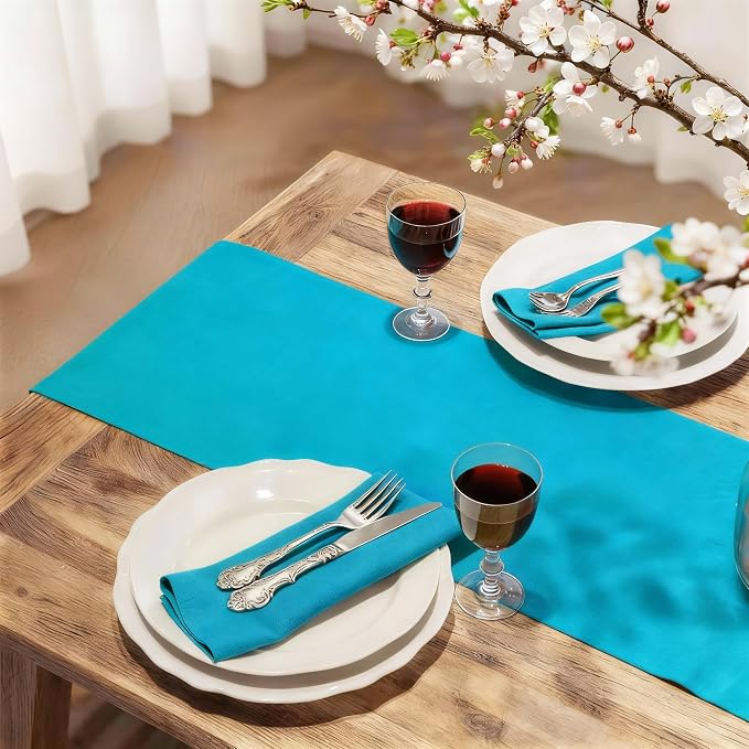 FOLINS&HOME Teal Waterproof Decorative Table Runner 72 Inches Long | 210GSM - Image 2